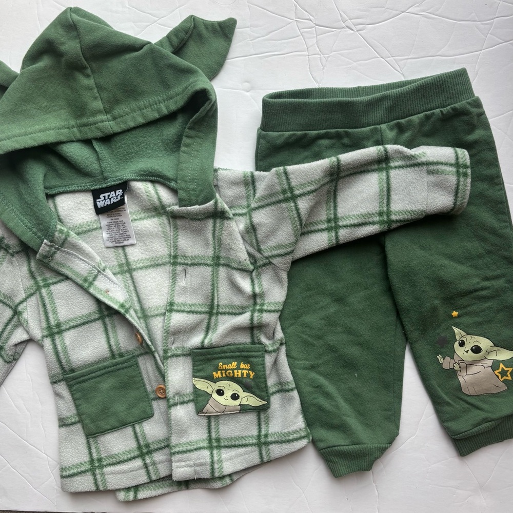 Star Wars 6-9M Infant Grogu (Baby Yoda) Joggers & Hoodie (with ears) 2-piece Set